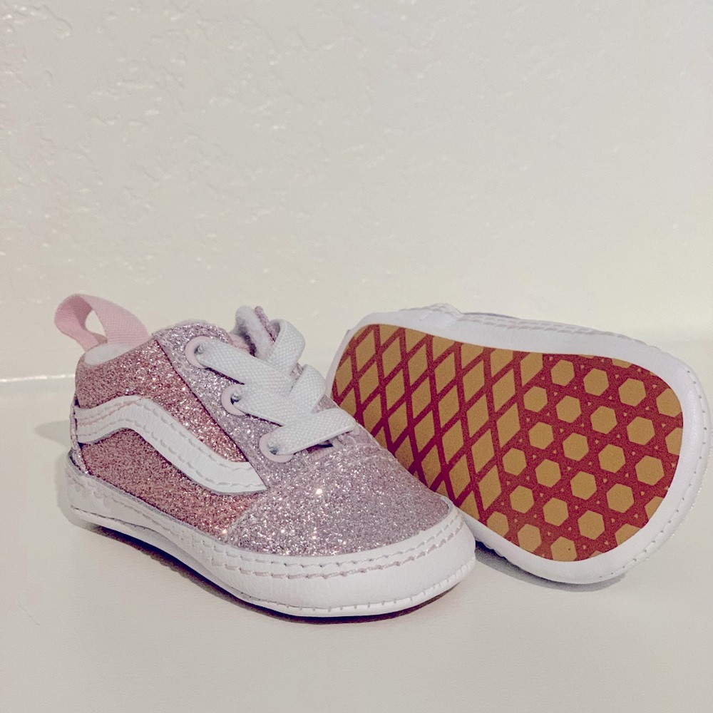 Vans Old Skool Glitter Skate Shoe - Baby - Orchid Ice / Powder Pink